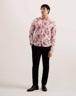 Chemises Ted Baker Long Sleeve Dragon Print Rouge Homme | DST-62217528